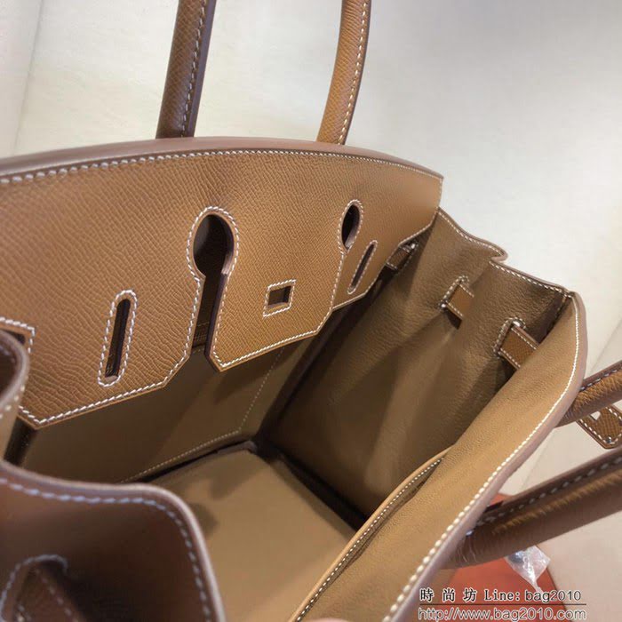 HERMES愛馬仕 鉑金包 Birkin 30cm Epsom 37 Gold 金棕 銀扣 頂級工藝 純手縫蠟線 時尚手提包  Ama1213